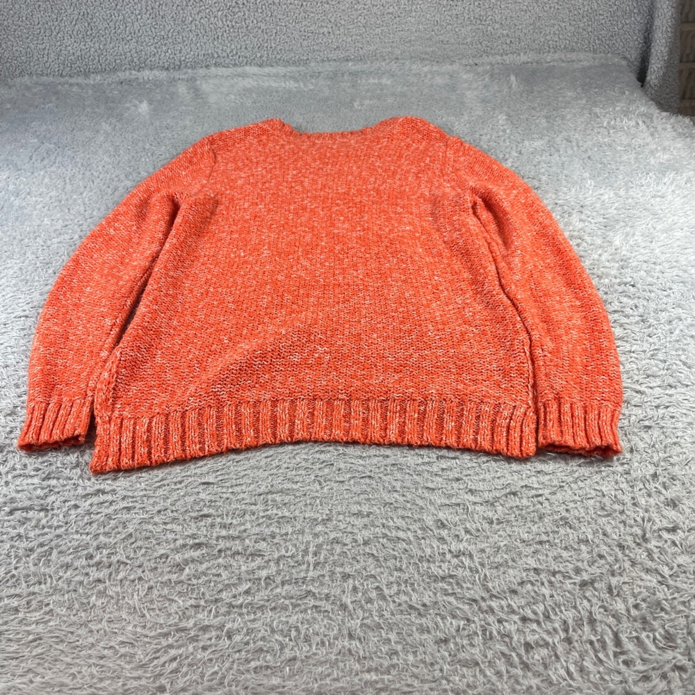 St Johns Bay Womens Orange Marled Cable Knit Sweater High Low Hem Size M - Picture 8 of 9